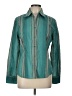Ann Taylor LOFT 100% Cotton Stripes Teal Long Sleeve Blouse Size 12 - photo 1