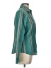 Ann Taylor LOFT 100% Cotton Stripes Teal Long Sleeve Blouse Size 12 - photo 4