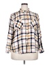 Maurices 100% Rayon Plaid Ivory 3/4 Sleeve Button-Down Shirt Size 20 (2) - photo 1