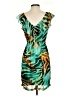 Bisou Bisou 100% Polyester Tropical Green Cocktail Dress Size 4 - photo 2