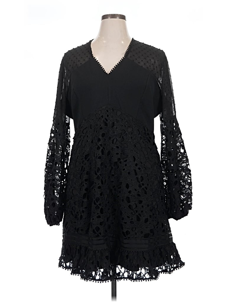 Pre-owned Ina 3/4 Sleeve Top Black Plunge Neckline Tops