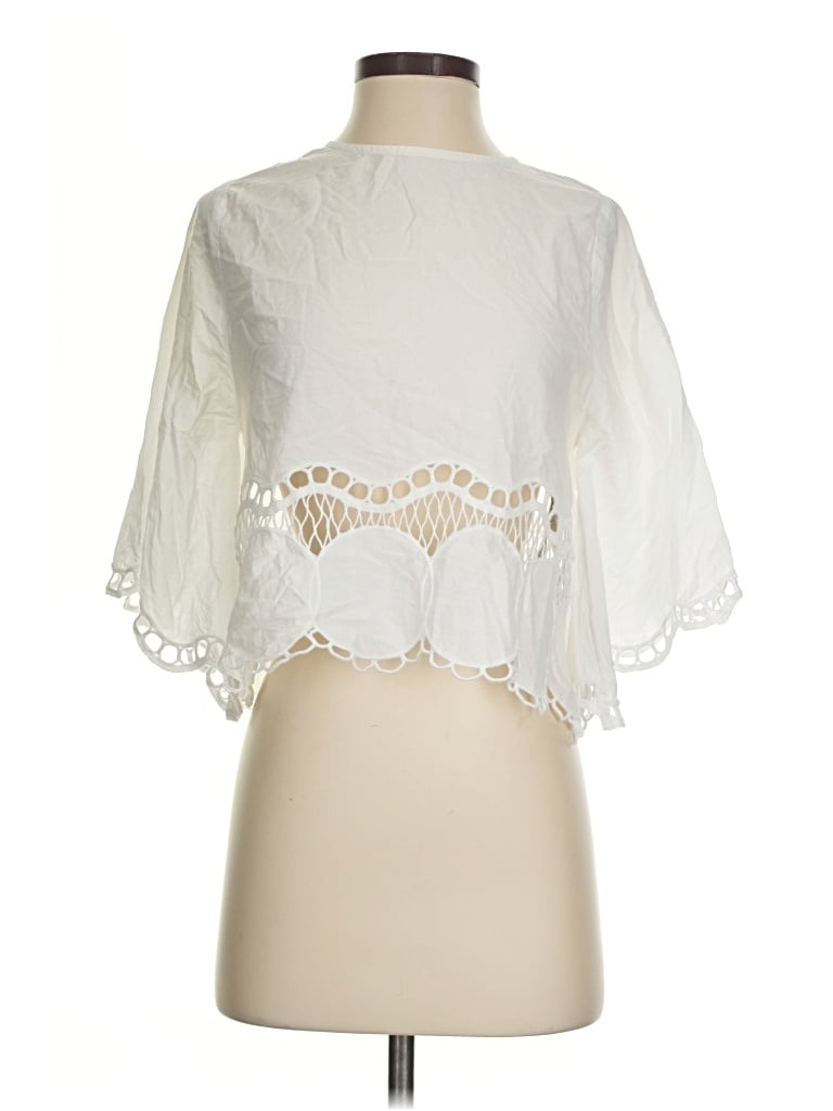 Pre-owned Mng Short Sleeve Blouse In White