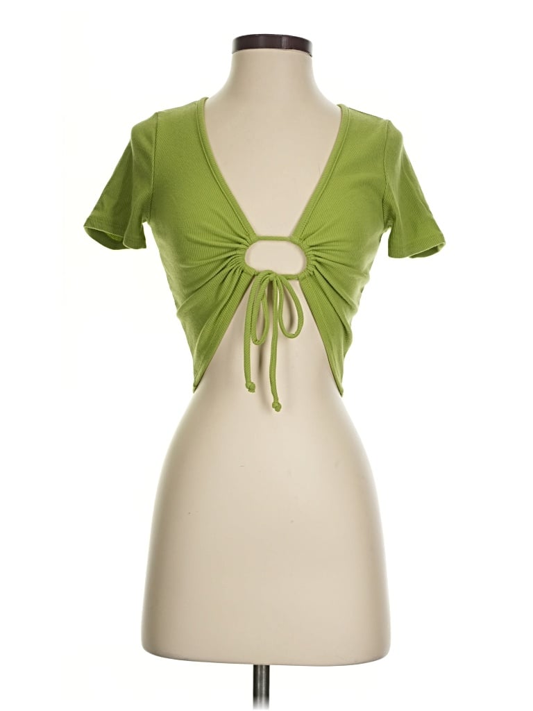Pre-owned Lulus Short Sleeve Top Green Keyhole Neckline Tops
