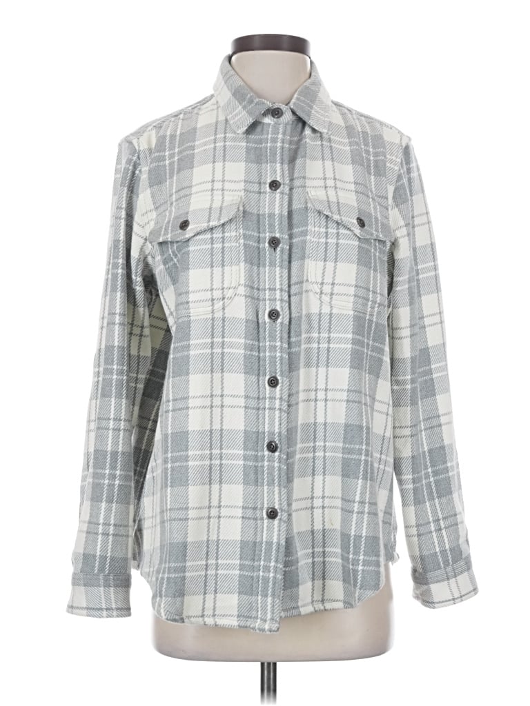 Pre-owned Outerknown Long Sleeve Button Down Shirt In Gray
