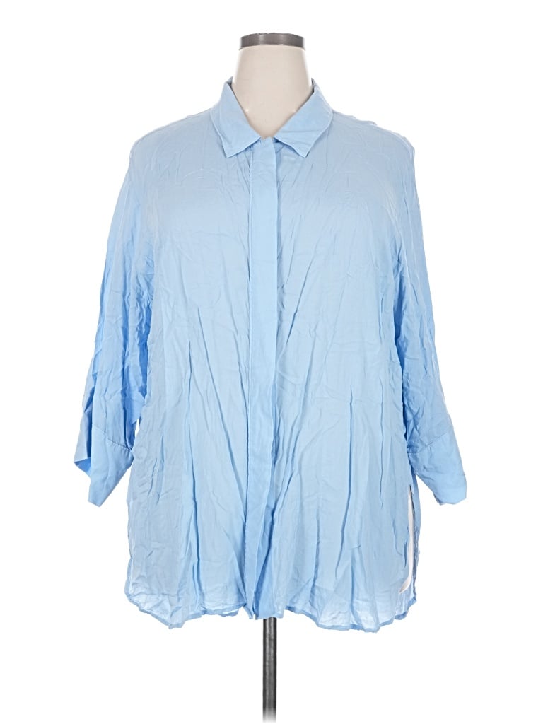 Pre-owned Universal Standard 3/4 Sleeve Button Down Shirt In Blue