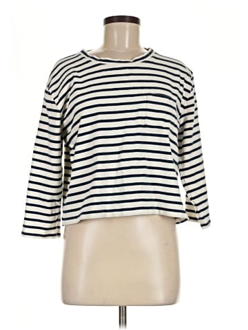 Madewell Long-Sleeve Crop Tee in Linden Stripe (view 1)