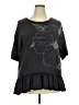 Cato 100% Cotton Floral Black Short Sleeve T-Shirt Size 20W - photo 1