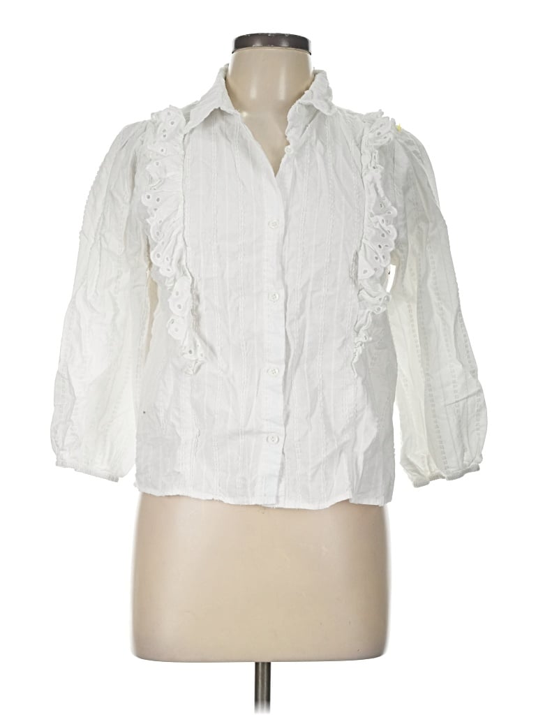 Pre-owned Alice Blue 3/4 Sleeve Button Down Shirt In White
