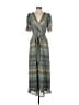 Maison Tara Chevron-herringbone Teal Casual Dress Size 4 - photo 1