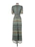 Maison Tara Chevron-herringbone Teal Casual Dress Size 4 - photo 2