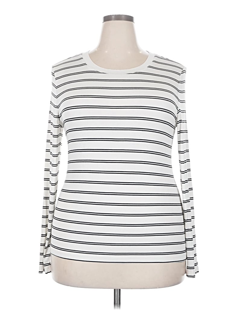 Pre-owned Ann Taylor Loft Long Sleeve T-shirt In White