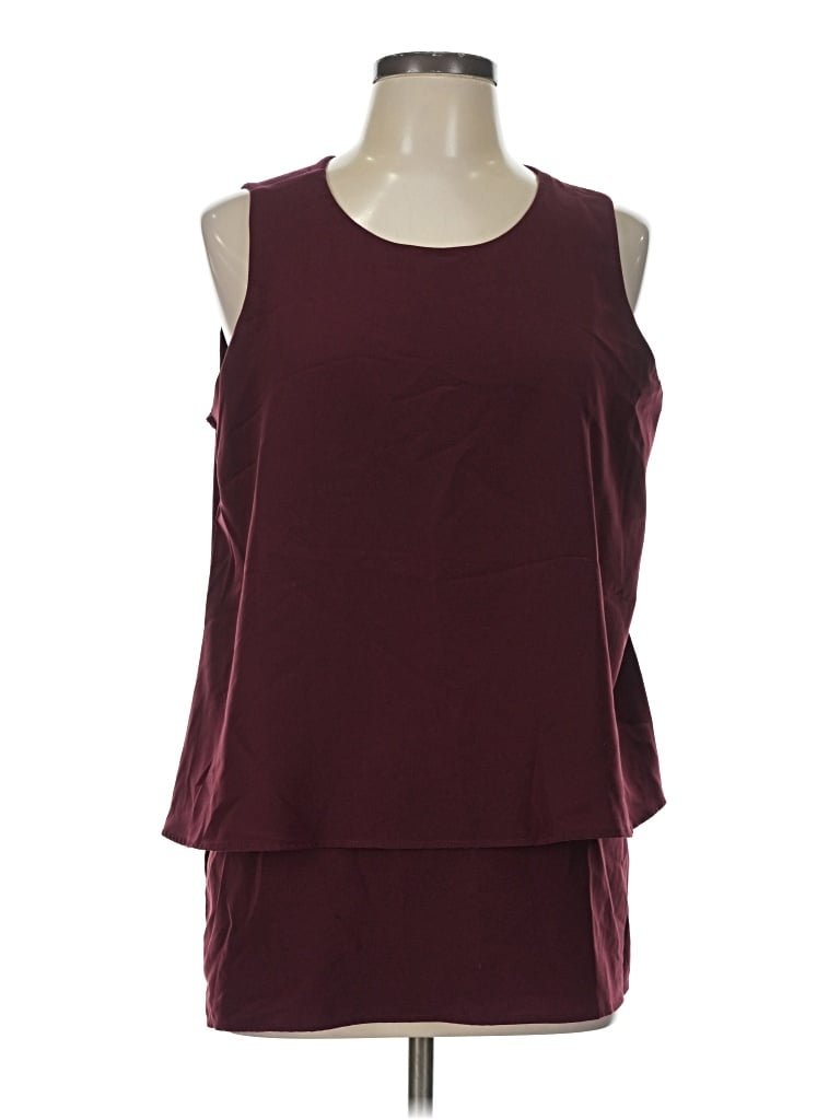 Pre-owned Dg^2 By Diane Gilman Sleeveless Top Burgundy Cold Shoulder Neckline Tops