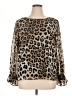 Banana Republic 100% Polyester Animal Print Brown Long Sleeve Blouse Size XL - photo 1