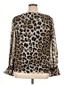Banana Republic 100% Polyester Animal Print Brown Long Sleeve Blouse Size XL - photo 2