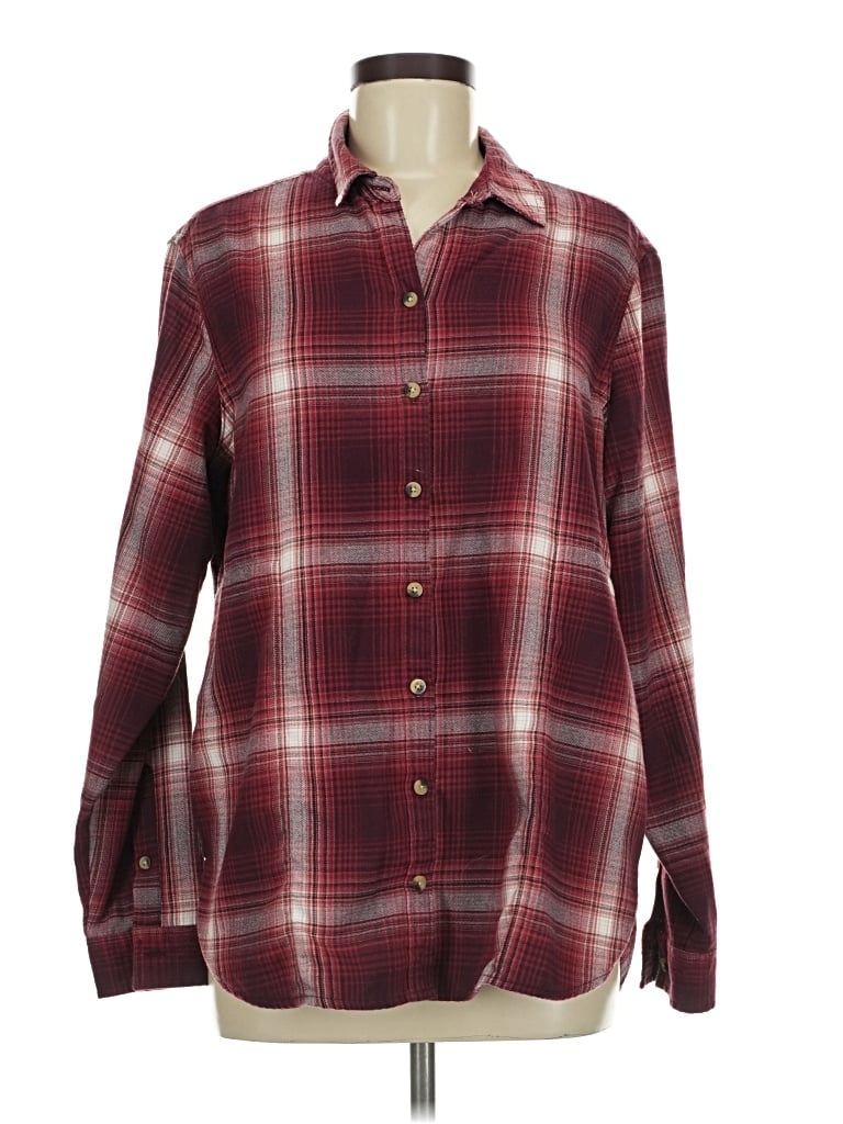 Pre-owned Jachs Girlfriend Long Sleeve Button Down Shirt In Burgundy