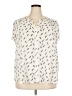 Fun2Fun 100% Polyester Print Ivory Short Sleeve Blouse Size 2X - photo 1