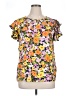 Haptics 100% Rayon Floral Yellow Short Sleeve Blouse Size 1X - photo 1