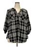 Torrid Plaid Black 3/4 Sleeve Button-Down Shirt Size 2X Plus (2) - photo 1