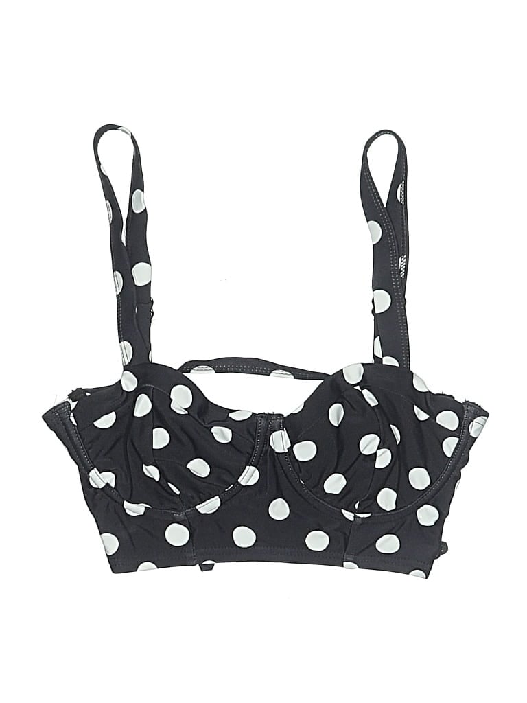 Pre-owned Unique Vintage Swimsuit Top Black Polka Dots Pattern Swimwear