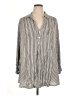 Festi 100% Rayon Color Block Stripes Gray Long Sleeve Blouse Size 1X Plus (1) - photo 1