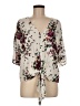 LUQ 100% Rayon Floral Ivory 3/4 Sleeve Blouse Size M - photo 1
