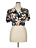 Shein Curve Tropical Blue Short Sleeve Blouse Size 16 Plus (2) - photo 1