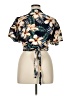 Shein Curve Tropical Blue Short Sleeve Blouse Size 16 Plus (2) - photo 2