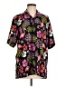 Lavish 100% Polyester Tropical Black Short Sleeve Blouse Size M - photo 1