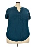 Torrid 100% Polyester Teal Short Sleeve Blouse Size 2X Plus (2) - photo 1