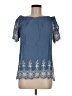Pleione 100% Rayon Blue Short Sleeve Blouse Size M - photo 1