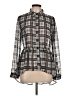Paper Tee 100% Polyester Plaid Gray Long Sleeve Blouse Size L - photo 1