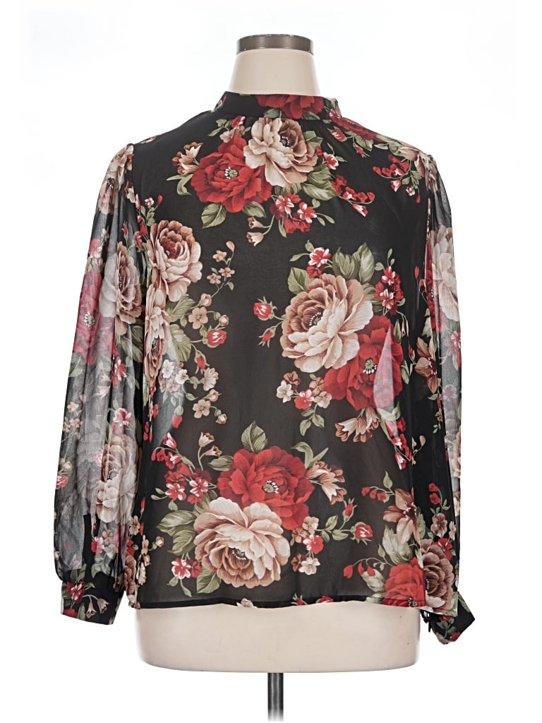 Pre-owned Shein Curve Long Sleeve Blouse In Black