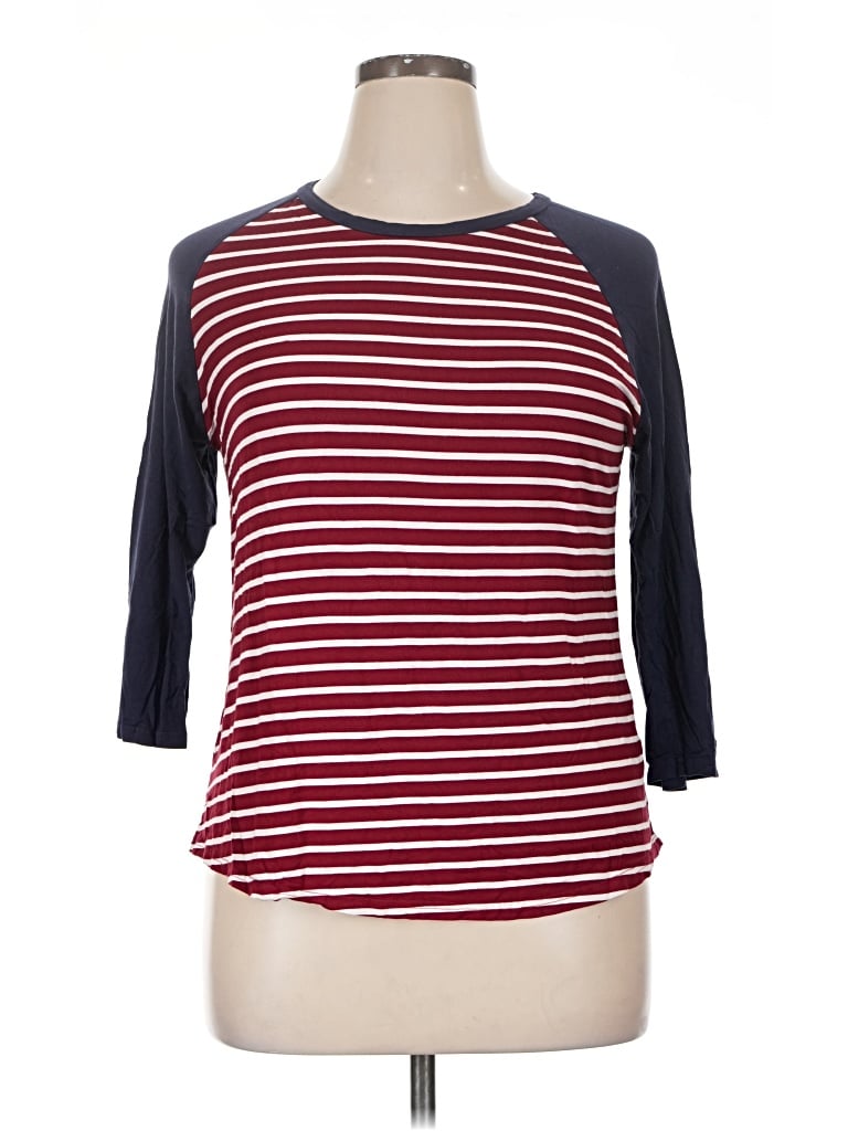 Pre-owned Unbranded 3/4 Sleeve Top Burgundy Boatneck Tops