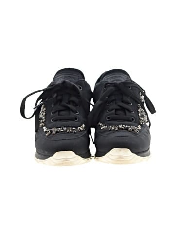 Prada Black Fabric Crystal Embellished Low Top Sneakers (view 2)