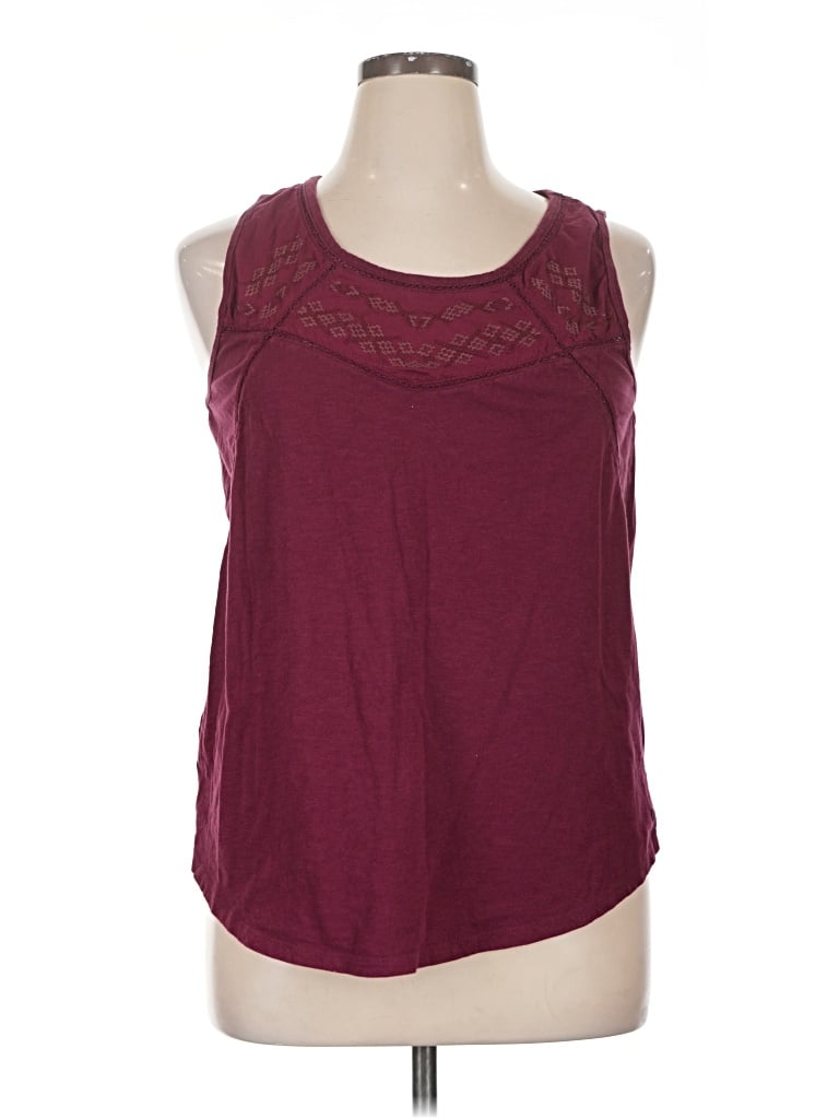 Pre-owned Eddie Bauer Sleeveless Top Burgundy Halter Neckline Tops