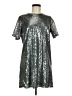 Boohoo 100% Polyester Metallic Silver Cocktail Dress Size 6 - photo 1