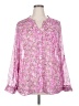 Kut from the Kloth 100% Polyester Floral Pink Long Sleeve Blouse Size 2X - photo 1