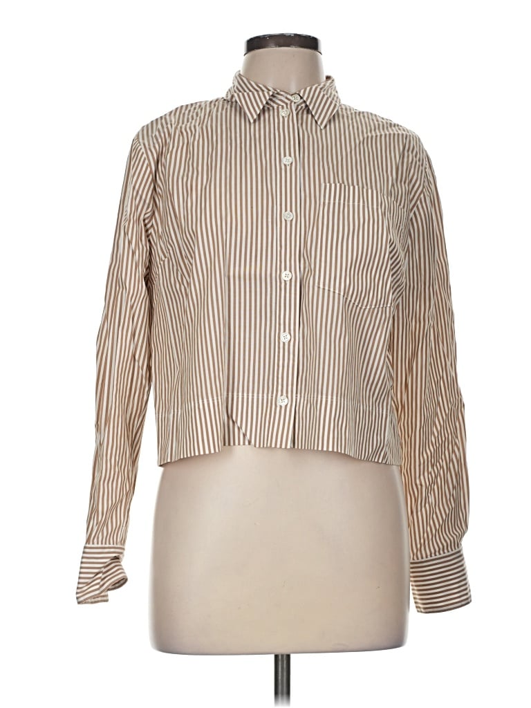Pre-owned Veronica Beard Long Sleeve Blouse In Tan