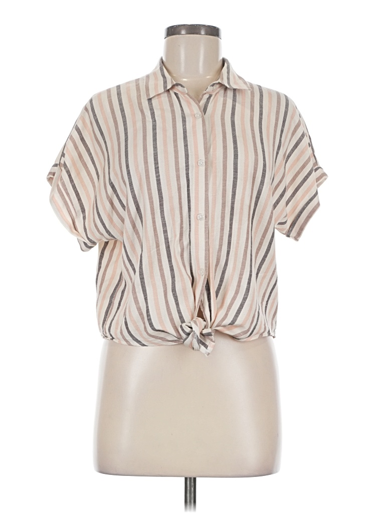 Pre-owned Assorted Brands Short Sleeve Blouse In Tan
