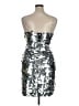 Guess 100% Polyester Metallic Silver Cocktail Dress Size 14 - photo 2