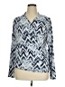 Tart Chevron-herringbone Blue Long Sleeve Blouse Size 1X - photo 1