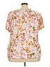 Basic Editions 100% Cotton Floral Pink Short Sleeve Blouse Size 2X - photo 2
