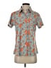 Flannel Print Orange Short Sleeve Blouse Size S - photo 1