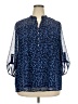 Cocomo 100% Polyester Stars Blue 3/4 Sleeve Blouse Size 2X - photo 1