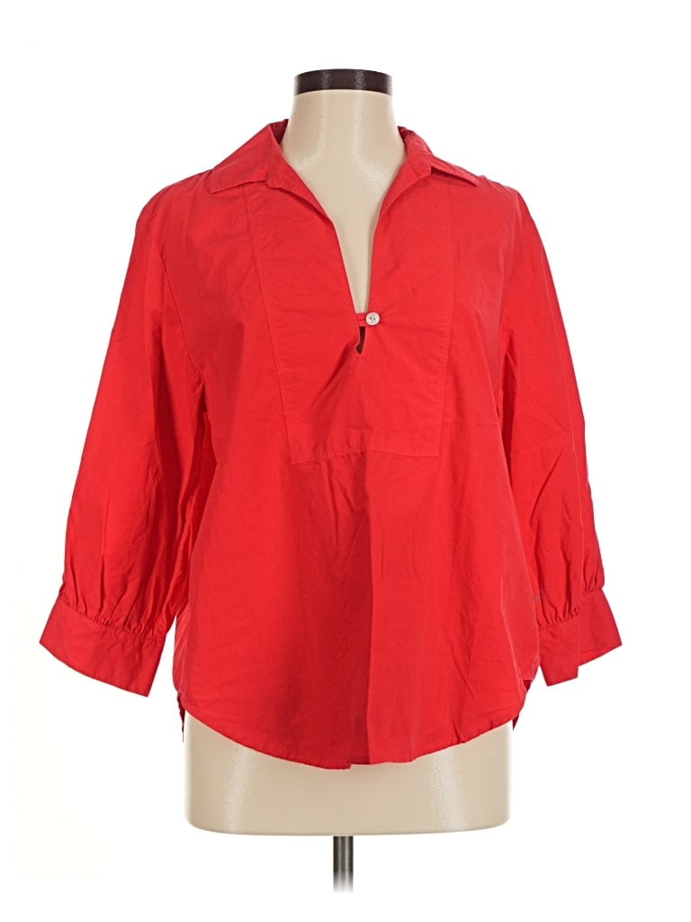 Pre-owned Nation Ltd 3/4 Sleeve Button Down Shirt In Red