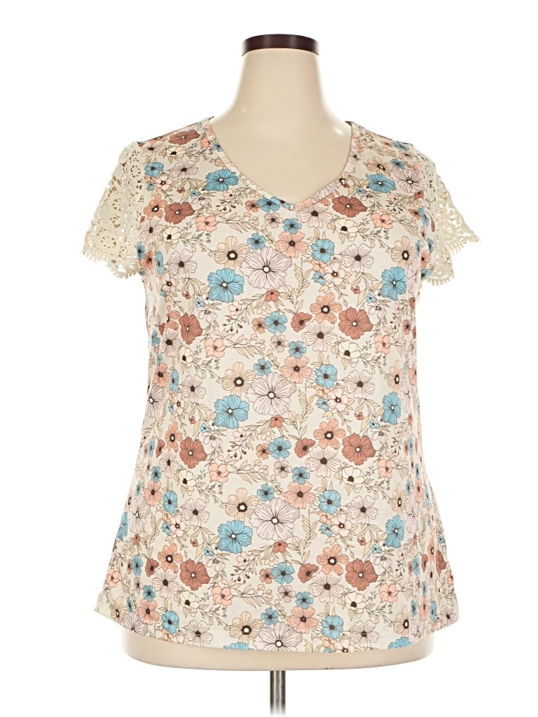 Pre-owned Sampeel Short Sleeve Blouse In Ivory