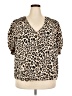 Sanctuary 100% Polyester Animal Print Tan Short Sleeve Blouse Size 3X - photo 1