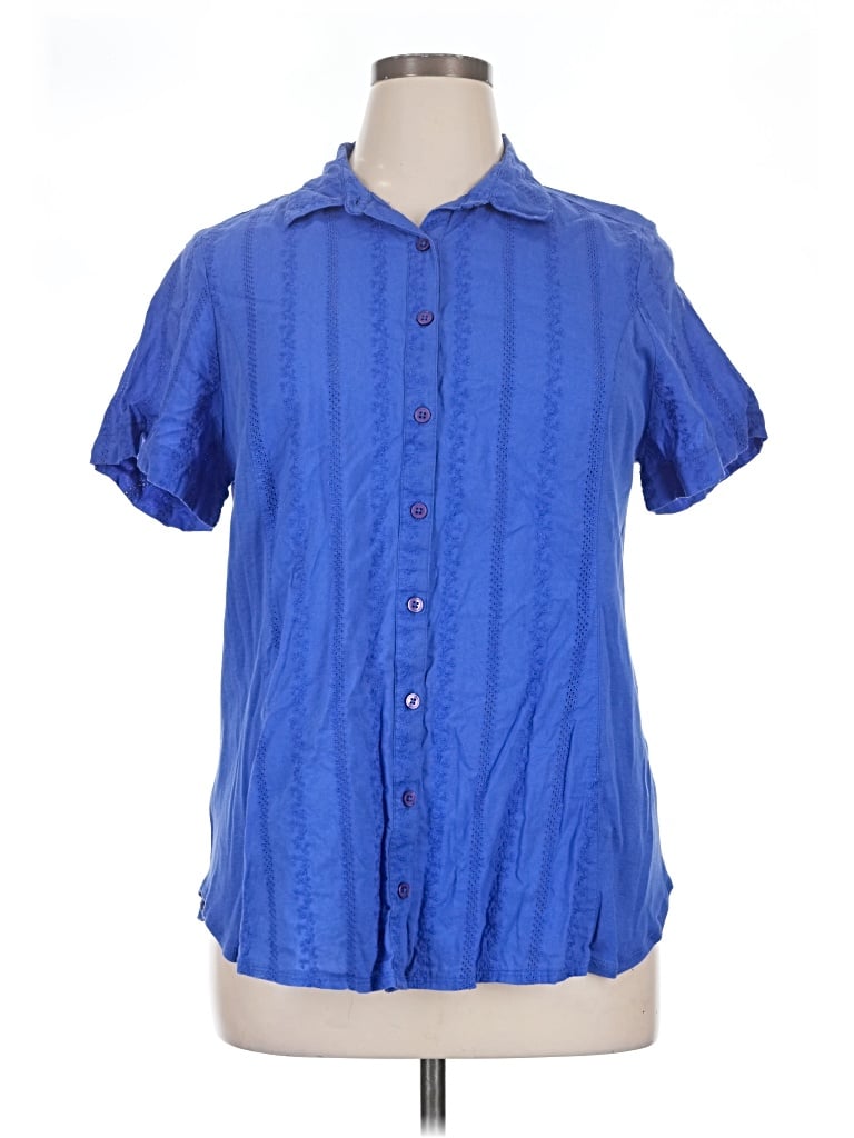 Pre-owned Avenue Short Sleeve Blouse In Blue