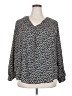 Lush 100% Polyester Blue Long Sleeve Blouse Size 2X - photo 1