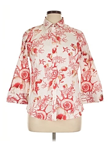 PaperWhite 3/4 Sleeve Button-Down Shirt (view 1)